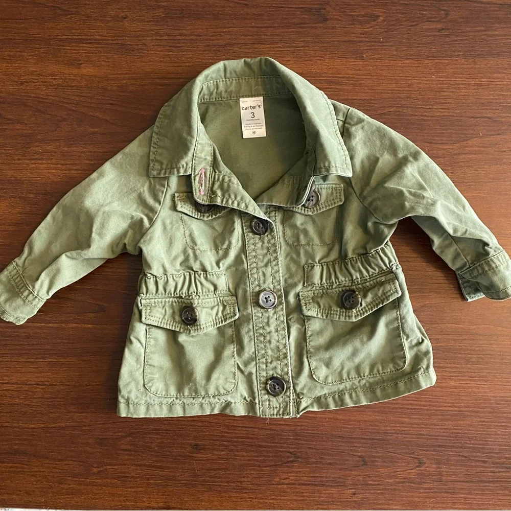 Carter’s Baby Girl Army Green Cargo Jacket 3 Months